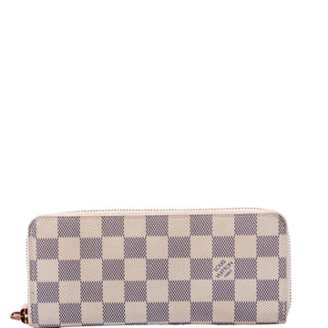 Louis-Vuitton Clemence Wallet Damier Azur Pink