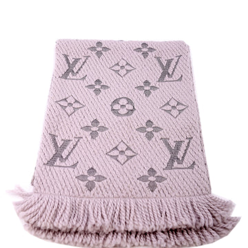 Louis-Vuitton Logomania Wool/Silk Scarf Purple