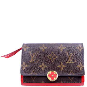 Louis-Vuitton Flore Compact Wallet Monogram Red