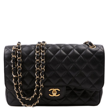 Chanel Classic Flap Jumbo Caviar Leather Black 17-2-M
