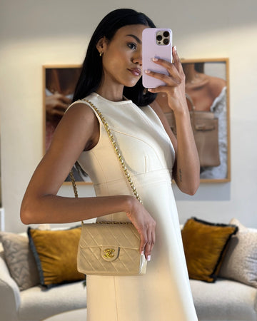 * Chanel Chai  Mini Square Bag in Lambskin Leather with 24K Gold Hardware