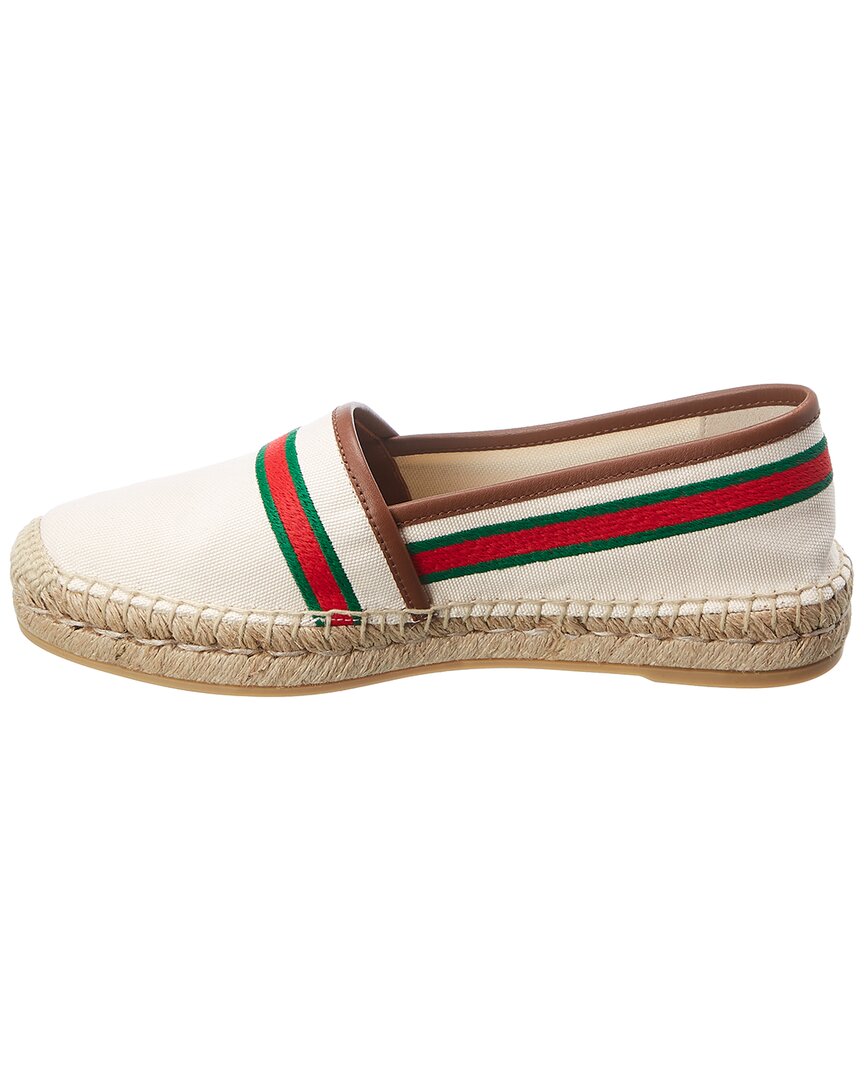 Gucci Interlocking G Embroidered Canvas & Leather Espadrille