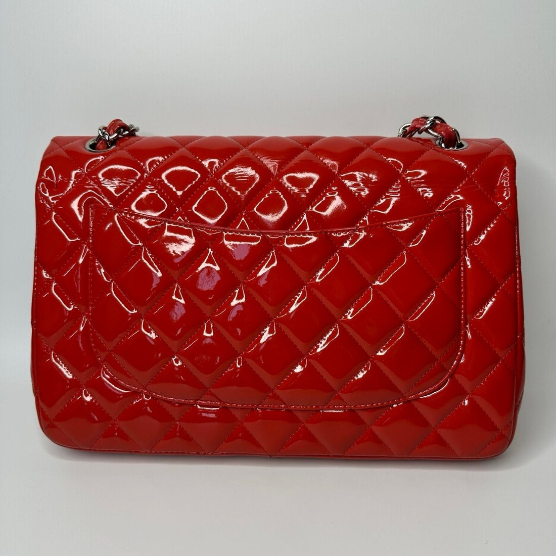 Chanel classic flap bag patent leather red -NG102764