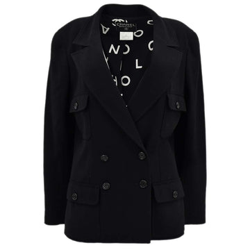 Chanel Double Breasted Jacket Black 97P #42