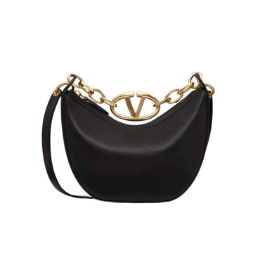 VO GARAVANI VLOGO MOON MEDIUM GRAINY HOBO BAG WITH CHAIN BLACK 29CM 4W0B0N59JDK 0NO