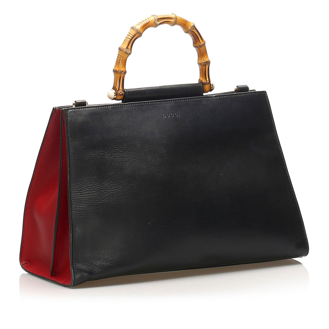 Gucci Gucci Medium Bamboo Nymphaea Leather Satchel Black