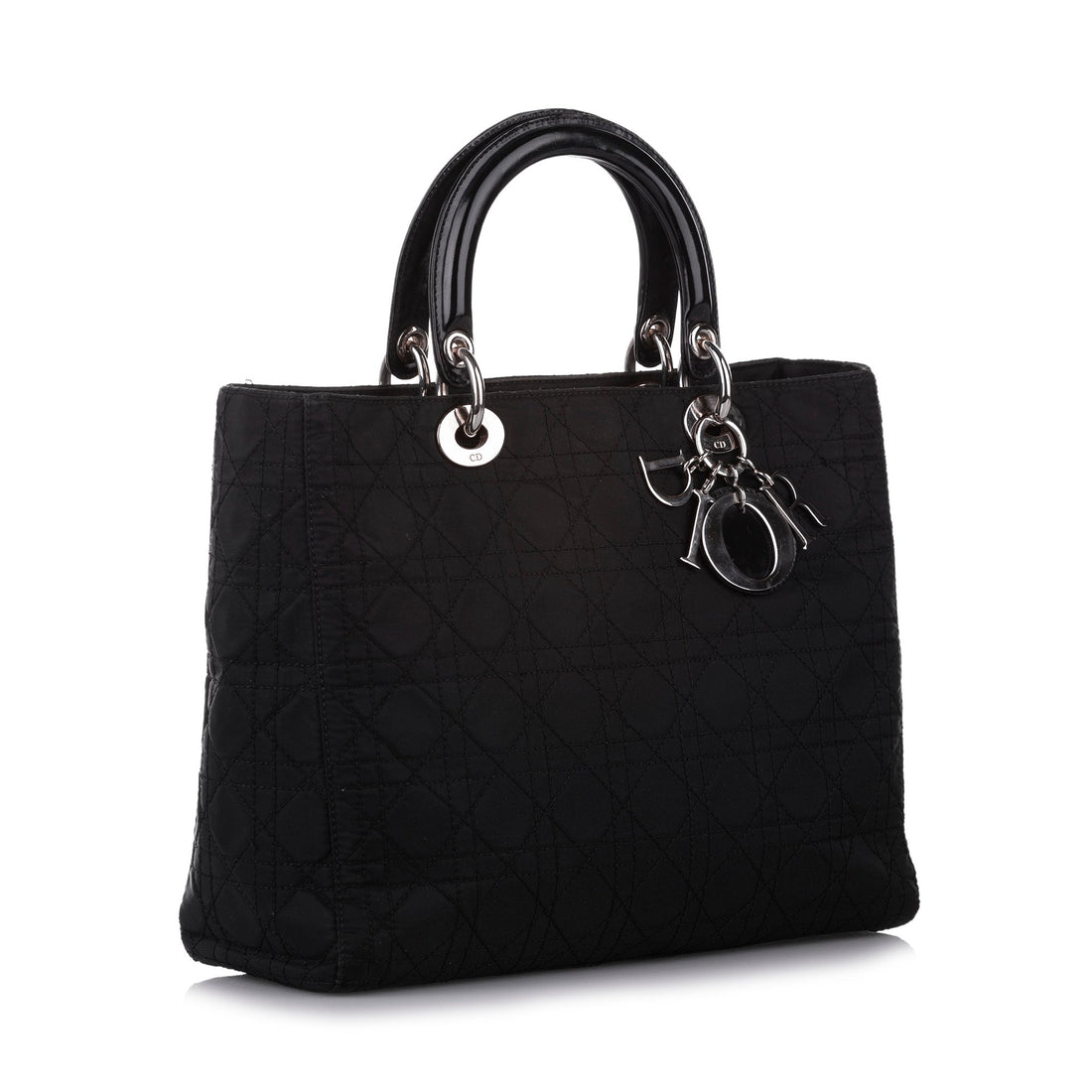 Cannage Lady Dior Nylon Handbag Black