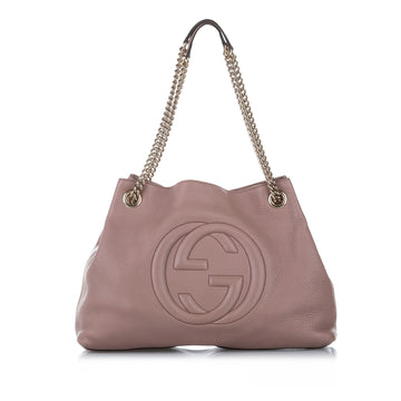 Gucci Soho Chain Leather Tote Bag Pink