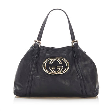Gucci Britt Leather Tote Bag Black