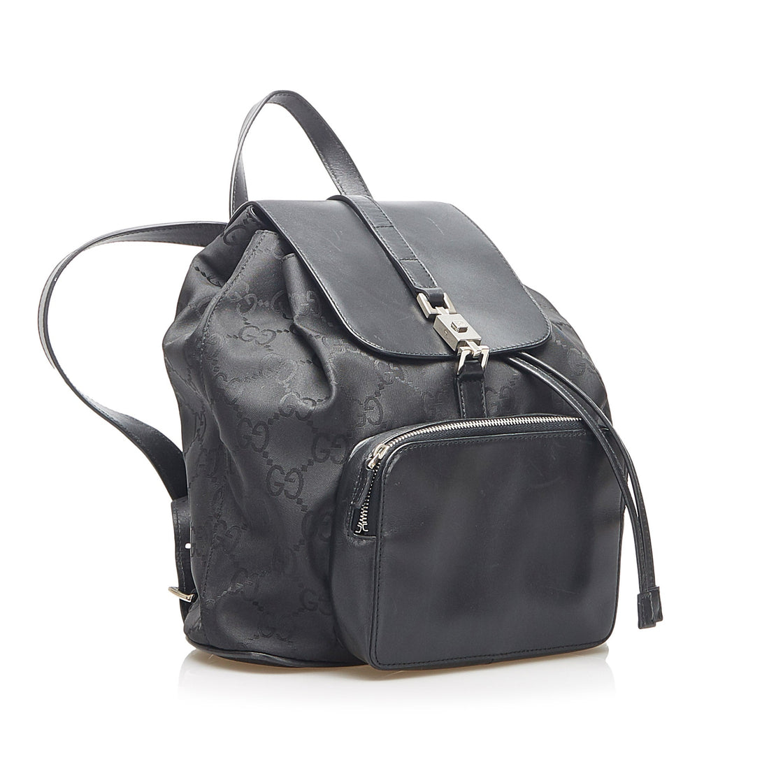 Gucci Jackie Drawstring Backpack in Black with SHW