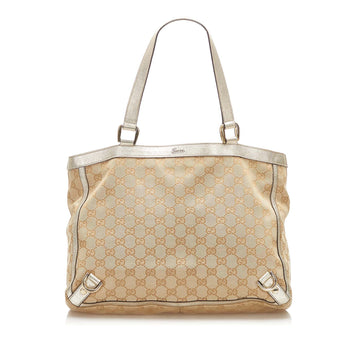 Gucci GG Canvas Abbey D- Ring Tote Bag Brown