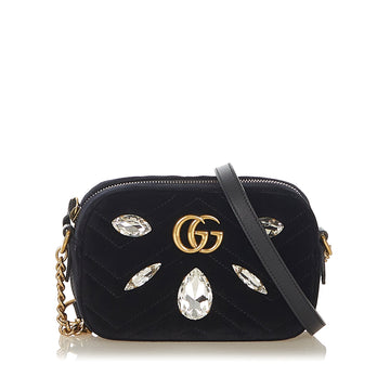 Gucci GG Marmont Velvet Crossbody Bag Black
