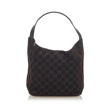 Gucci GG Suede Shoulder Bag Brown