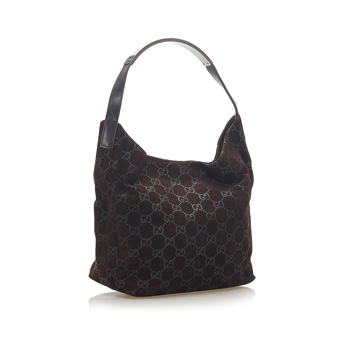 Gucci GG Suede Shoulder Bag Brown
