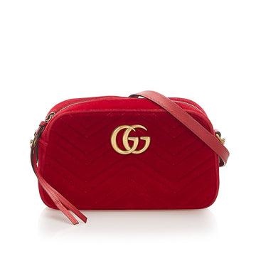 Gucci GG Marmont Velvet Crossbody Bag Red