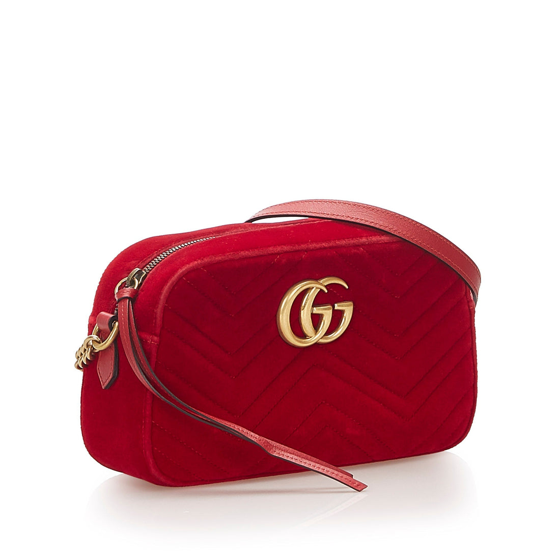 Gucci GG Marmont Velvet Crossbody Bag Red