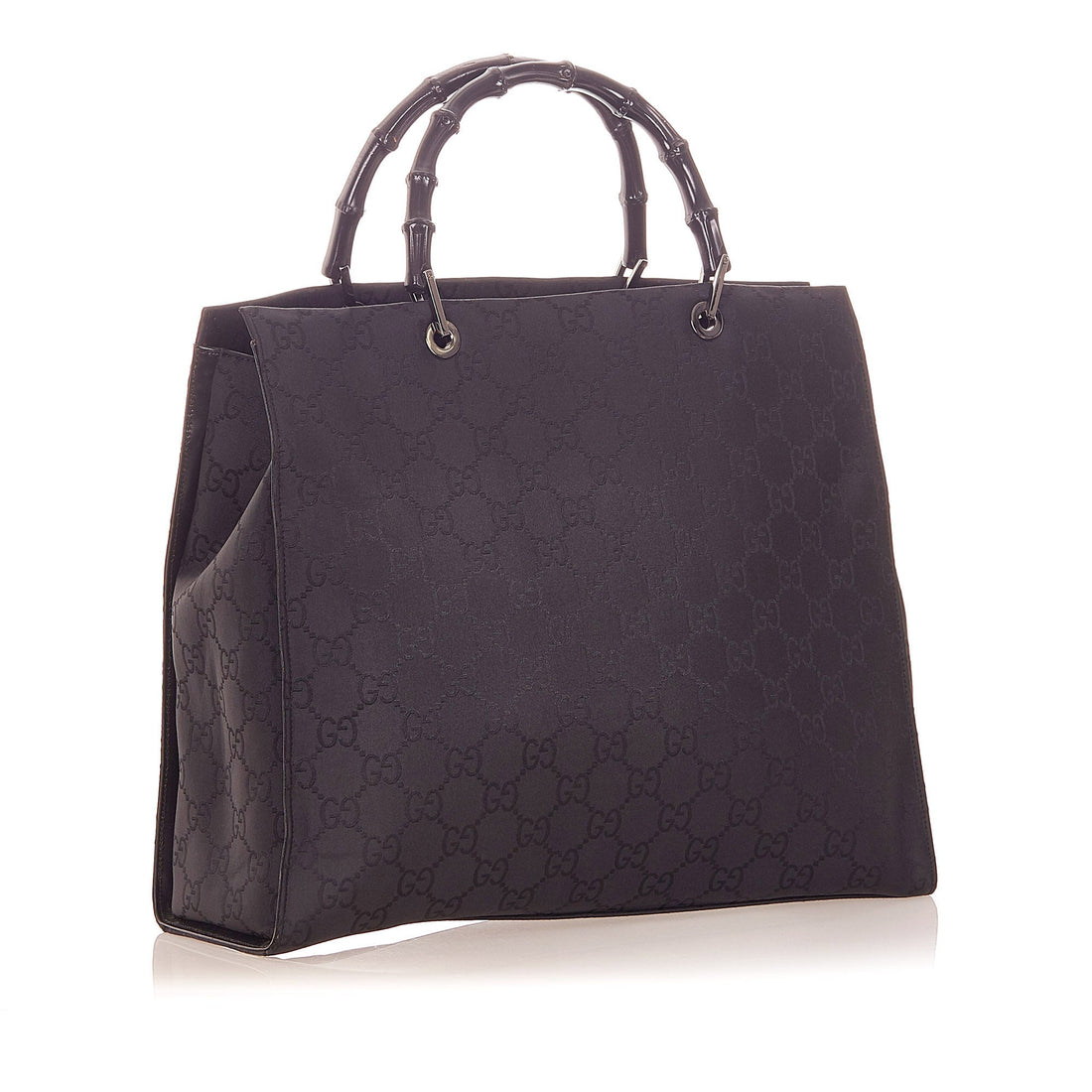 Gucci Gucci Bamboo GG Canvas Tote Bag Black