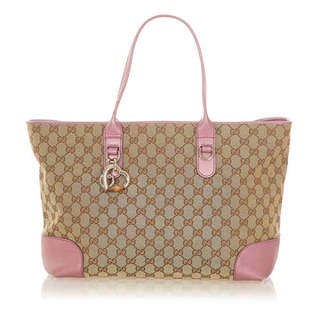 Gucci Gucci GG Canvas Heart Bit Tote Bag Brown