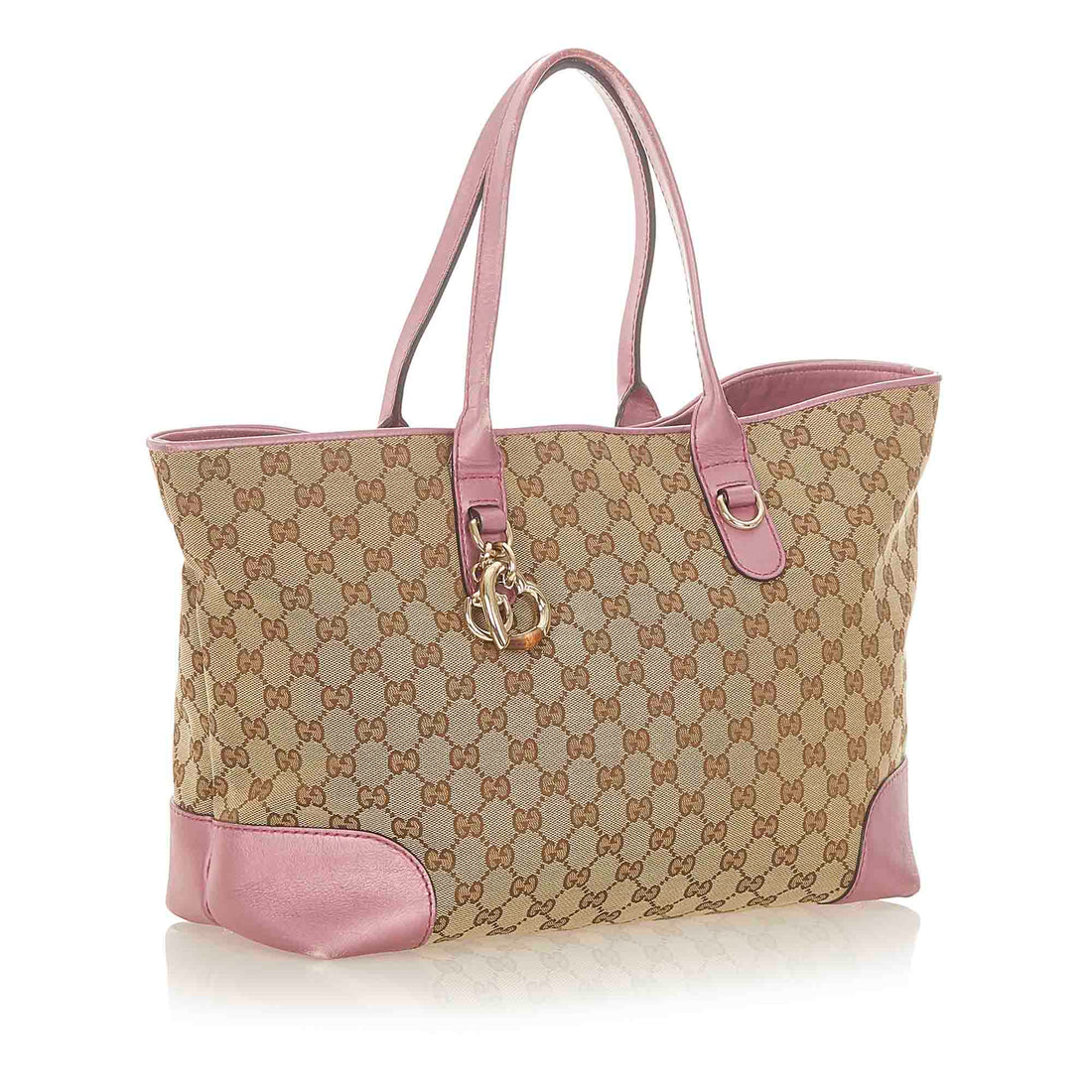 Gucci Gucci GG Canvas Heart Bit Tote Bag Brown