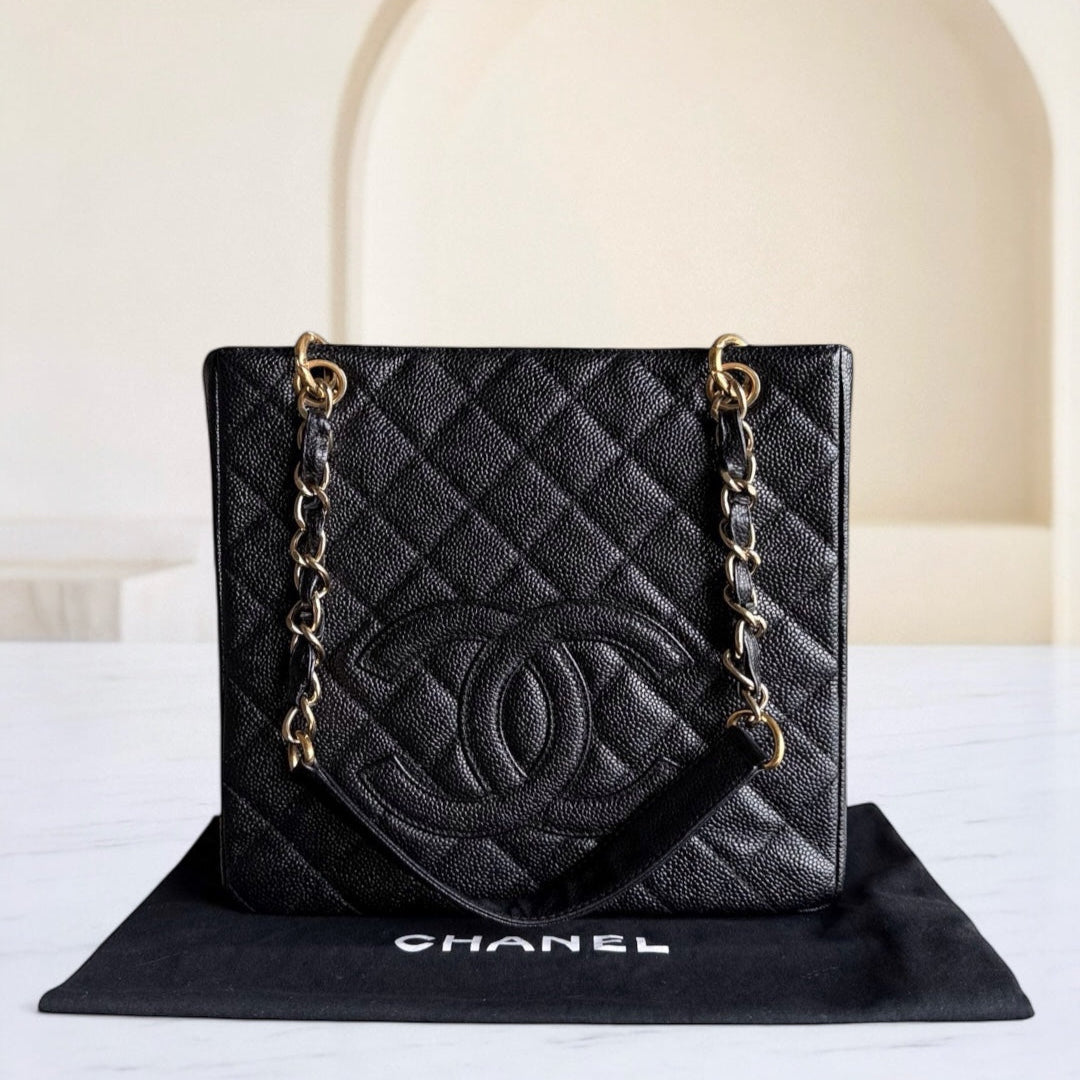 Chanel PST Petite Shopping Tote - Togo/epsom/caviar/clemence/callfskin/cowhide/lambskin Quilted Grained CalBNkin Black Gold Hardware Series 8