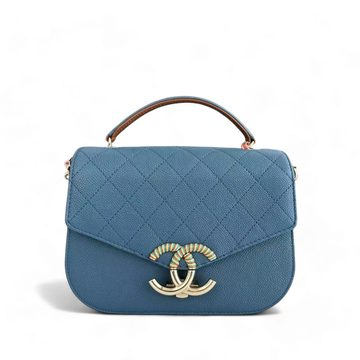 Chanel Coco Curve Cuba - Togo/epsom/caviar/clemence/callfskin/cowhide/lambskin Medium Quilted Dark Blue Gold Hardware Series 23