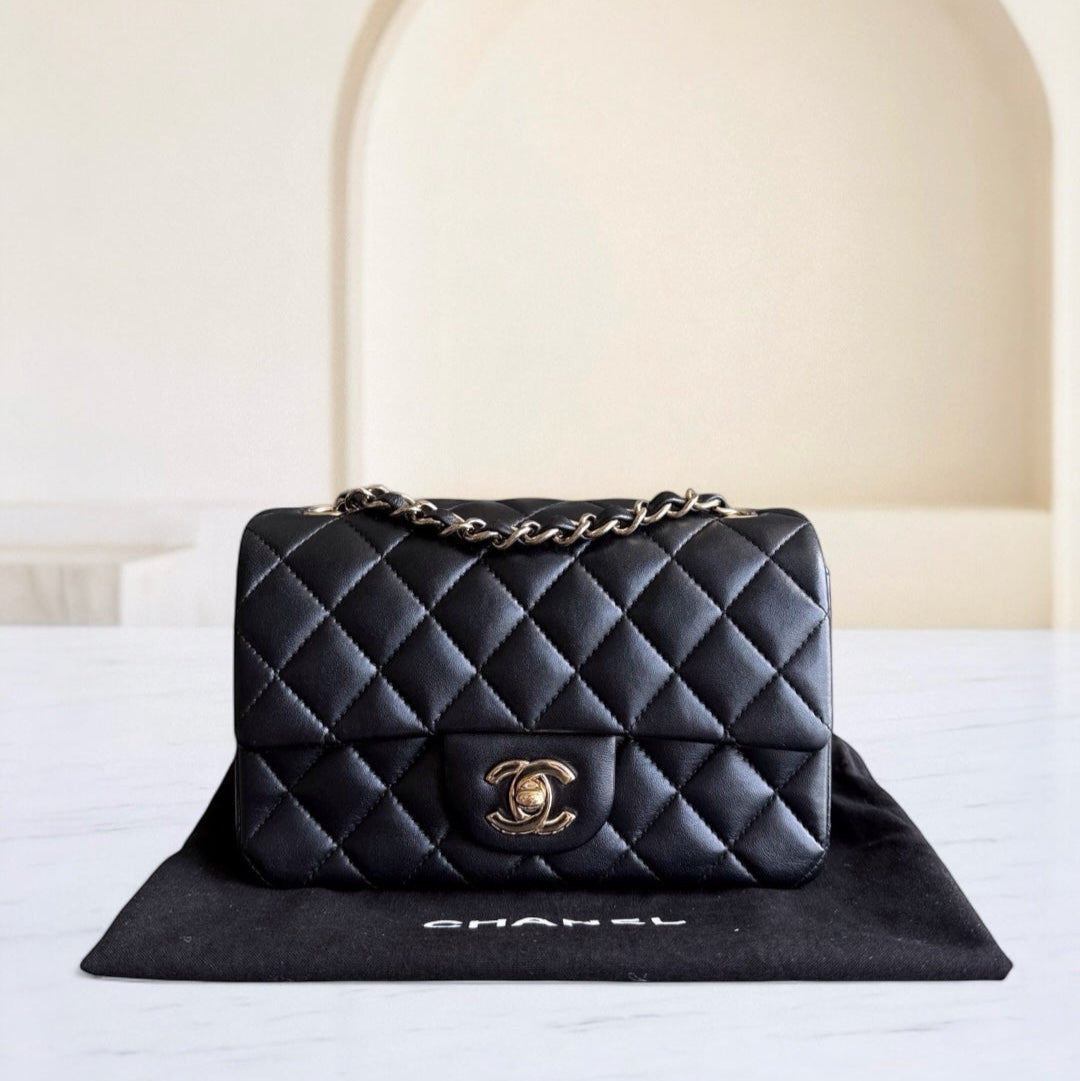 Chanel Classic Flap Mini - Quilted Lambskin Black Gold Hardware Series 26