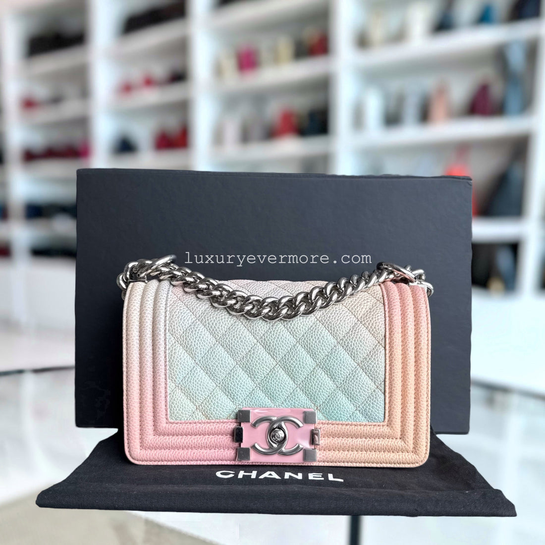 Chanel Boy Small - Rainbow Togo/epsom/caviar/clemence/callfskin/cowhide/lambskin Quilted Silver Hardware Series 25
