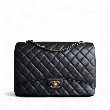 Chanel Classic Flap Maxi - Togo/epsom/caviar/clemence/callfskin/cowhide/lambskin 33CM Quilted Grained CalBNkin Black Gold Hardware Series 19