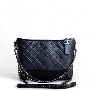 Chanel Gabrielle Large - Quilted Aged CalBNkin Black Two-tone Gold Hardware Series 24