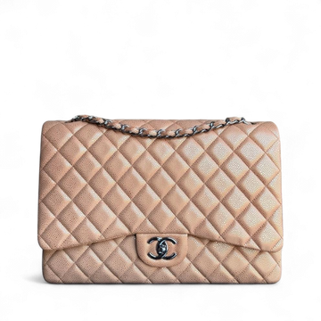 Chanel Classic Flap Maxi - Togo/epsom/caviar/clemence/callfskin/cowhide/lambskin Quilted Grained CalBNkin Metallic Bronze Gold Hardware Series 14