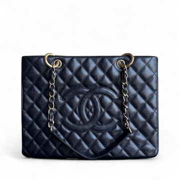Chanel GST Grand Shopping Tote - Togo/epsom/caviar/clemence/callfskin/cowhide/lambskin Quilted Grained CalBNkin Black Gold Hardware Series 11