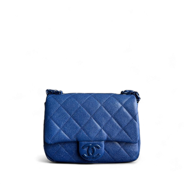 Chanel Classic Flap Seasonal Mini Square - Togo/epsom/caviar/clemence/callfskin/cowhide/lambskin Quilted Grained CalBNkin All Blue Series 29