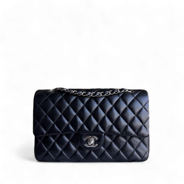 Chanel Classic Flap Medium - 25CM Quilted Lambskin Black Silver Hardware Series 19