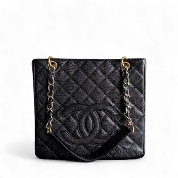 Chanel PST Petite Shopping Tote - Togo/epsom/caviar/clemence/callfskin/cowhide/lambskin Quilted Grained CalBNkin Black Gold Hardware Series 8