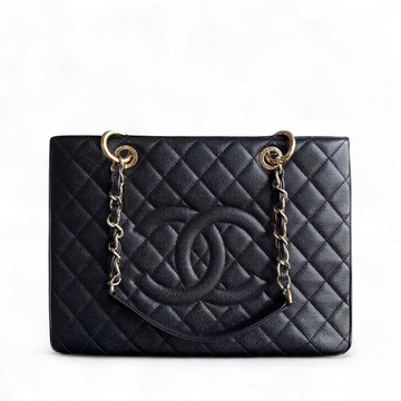 Chanel GST Grand Shopping Tote - Togo/epsom/caviar/clemence/callfskin/cowhide/lambskin Quilted Grained CalBNkin Black Gold Hardware