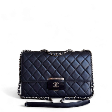 Chanel Beauty Lock Flap - Quilted CalBNkin Black Gold Hardware Series 22
