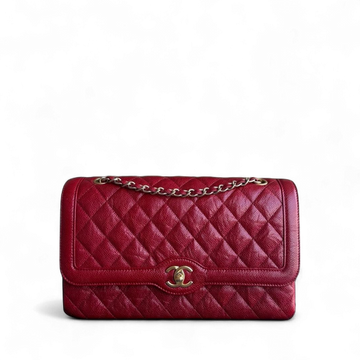 Chanel Seasonal Two-tone Flap - Togo/epsom/caviar/clemence/callfskin/cowhide/lambskin Quilted Grained CalBNkin Red Gold Hardware Series 21