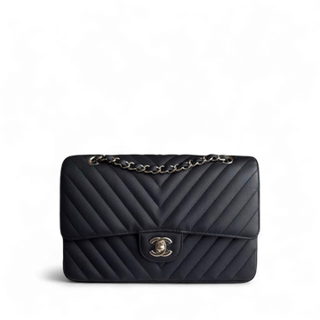 Chanel Classic Flap Medium - Togo/epsom/caviar/clemence/callfskin/cowhide/lambskin 25CM Chevron Grained CalBNkin Black Gold Hardware Series 27