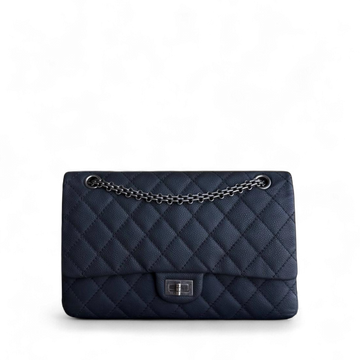 Chanel 2.55 Reissue 226 - Iridescent Togo/epsom/caviar/clemence/callfskin/cowhide/lambskin Quilted Grained CalBNkin Black Silver Hardware Series 17