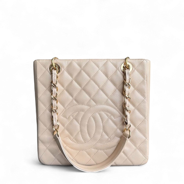 Chanel PST Petite Shopping Tote - Togo/epsom/caviar/clemence/callfskin/cowhide/lambskin Quilted Beige Gold Hardware Series 15