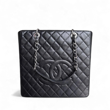 Chanel PST Petite Shopping Tote XL - Extra Large Togo/epsom/caviar/clemence/callfskin/cowhide/lambskin Grained CalBNkin Black Silver Hardware Series 16