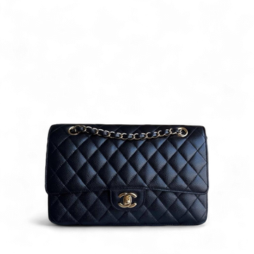 Chanel Classic Flap Medium - Togo/epsom/caviar/clemence/callfskin/cowhide/lambskin Quilted Grained CalBNkin Black Gold Hardware Series 19