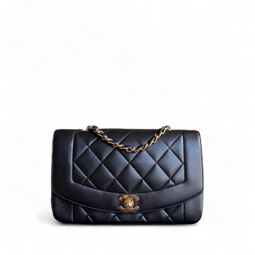 Chanel Diana  - Quilted Lambskin Black Gold Hardware Series 2