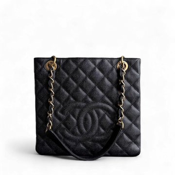 Chanel PST Petite Shopping Tote - Togo/epsom/caviar/clemence/callfskin/cowhide/lambskin Quilted Grained CalBNkin Black Gold Hardware
