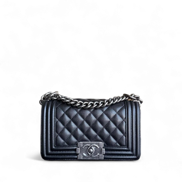 Chanel Boy Small - Togo/epsom/caviar/clemence/callfskin/cowhide/lambskin Quilted Grained CalBNkin Black Ruthenium Silver Hardware Series 26