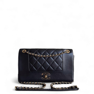 Chanel Seasonal Flap Mademoiselle  - Quilted CalBNkin Black Gold Hardware Series 23