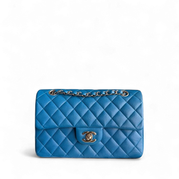 Chanel Classic Flap Small - Togo/epsom/caviar/clemence/callfskin/cowhide/lambskin Quilted Grained CalBNkin Blue Gold Hardware Series 30