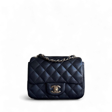 Chanel Classic Flap Mini Square - Togo/epsom/caviar/clemence/callfskin/cowhide/lambskin Quilted Grained CalBNkin Black Gold Hardware Series 20