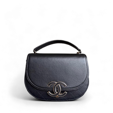 Chanel Coco Curve Flap Bag - Black Quilted CalBNkin Gold Hardware Series 24