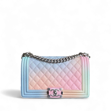 Chanel Boy Medium - Togo/epsom/caviar/clemence/callfskin/cowhide/lambskin 25CM Quilted Grained CalBNkin Rainbow Limited Edition Series 25